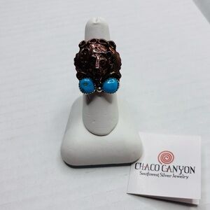 CHACO CANYON Running Bear Sterling Silver Navajo Ring Size 7